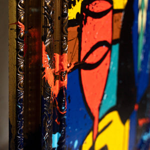 Living Room Wall Decor – Hand-Painted Pop-Art Portrait „Bar“
