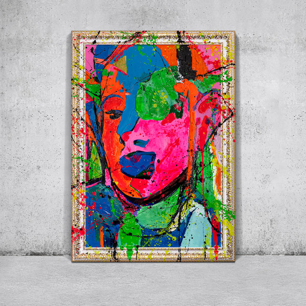 Abstract Art Portrait – Modern Hand-Painted Painting „Emotion“
