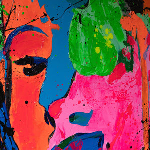 Abstract Art Portrait – Modern Hand-Painted Painting „Emotion“
