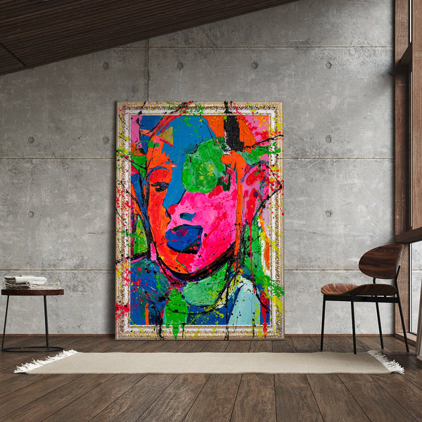 Abstract Art Portrait – Modern Hand-Painted Painting „Emotion“
