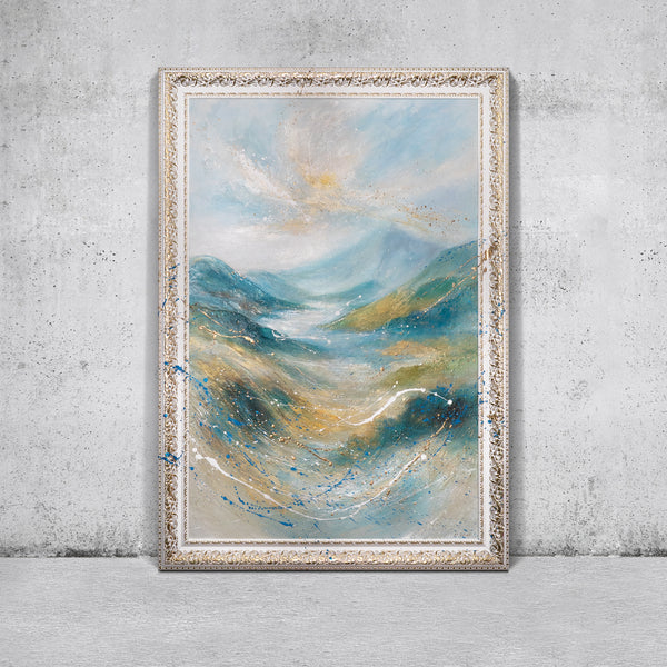 Hand-Painted Abstract Landscape „Gentle Light“ – Modern Nature Wall Art
