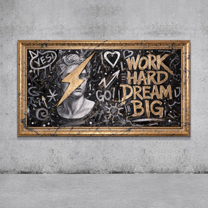 Moderne Wanddeko Wohnzimmer – Motivationsbild auf Leinwand „Kunst der Motivation“