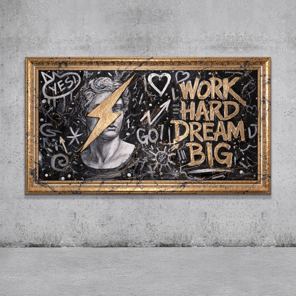 Moderne Wanddeko Wohnzimmer – Motivationsbild auf Leinwand „Kunst der Motivation“