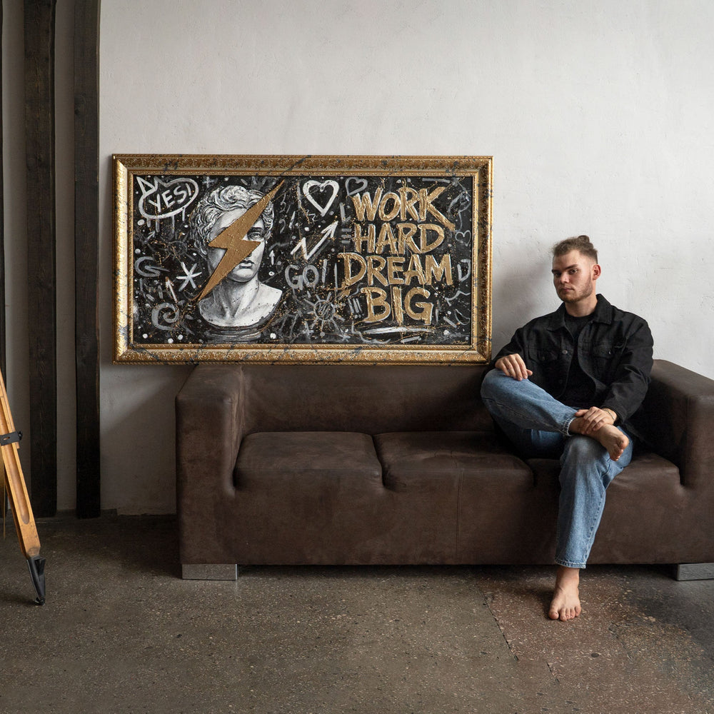Moderne Wanddeko Wohnzimmer – Motivationsbild auf Leinwand „Kunst der Motivation“