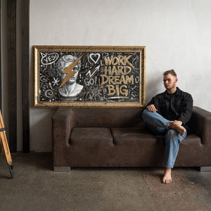 Moderne Wanddeko Wohnzimmer – Motivationsbild auf Leinwand „Kunst der Motivation“