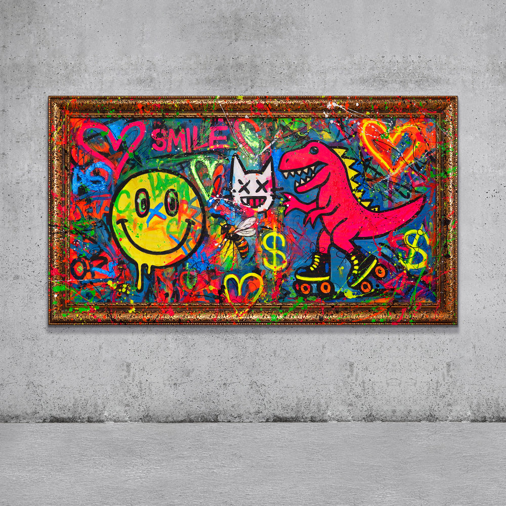Moderne Wandbilder – Buntes Pop-Art Handgemaltes Bild „Spaß“