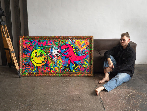 Moderne Wandbilder – Buntes Pop-Art Handgemaltes Bild „Spaß“