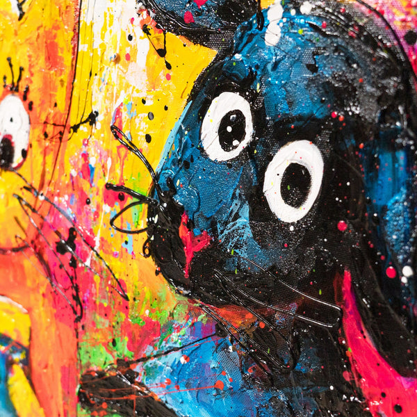 Bunte Katzenbilder Pop Art – Handgemalte Wandbilder „Katzen, Farbe, Spaß“