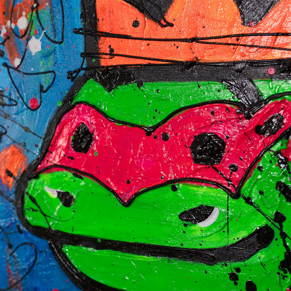 Moderne Abstrakte Kunst fürs Wohnzimmer – Bunte Bild auf Leinwand „Rollschuhe und Freude“