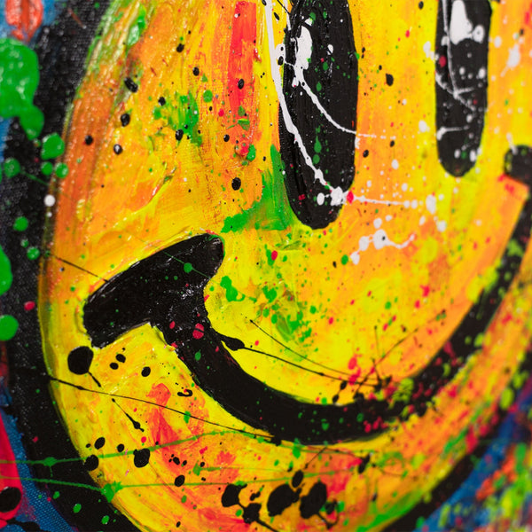 Moderne Abstrakte Kunst fürs Wohnzimmer – Bunte Bild auf Leinwand „Rollschuhe und Freude“