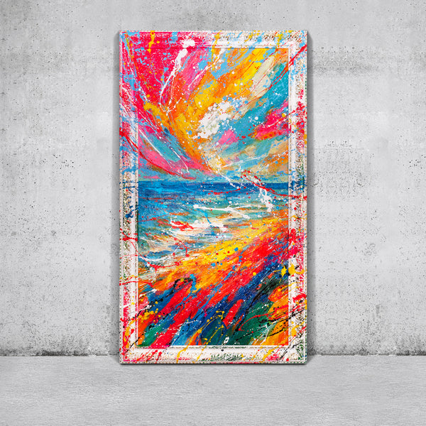 Moderne abstrakte Kunst auf Leinwand – Bunte Acrylmalerei „Glanz des Horizonts“