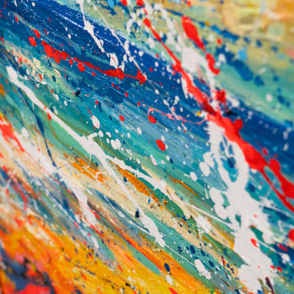 Moderne abstrakte Kunst auf Leinwand – Bunte Acrylmalerei „Glanz des Horizonts“