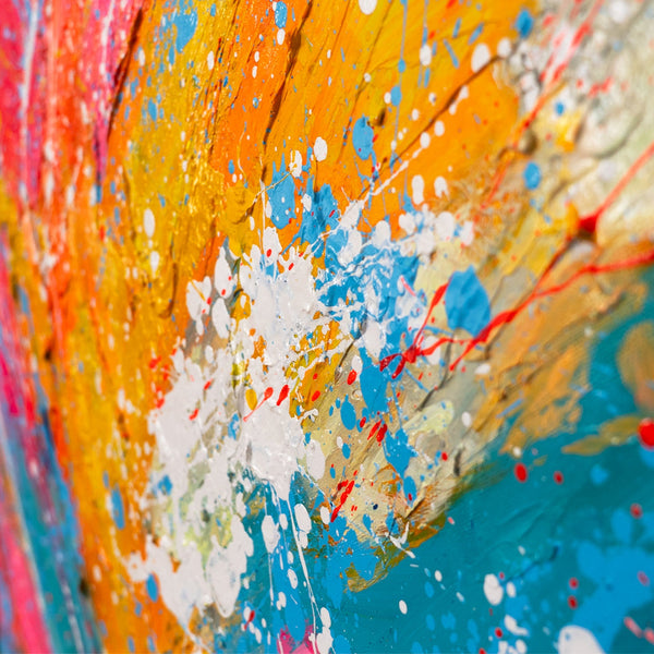 Moderne abstrakte Kunst auf Leinwand – Bunte Acrylmalerei „Glanz des Horizonts“