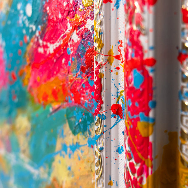 Moderne abstrakte Kunst auf Leinwand – Bunte Acrylmalerei „Glanz des Horizonts“
