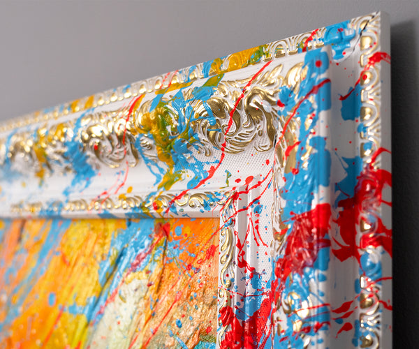 Moderne abstrakte Kunst auf Leinwand – Bunte Acrylmalerei „Glanz des Horizonts“