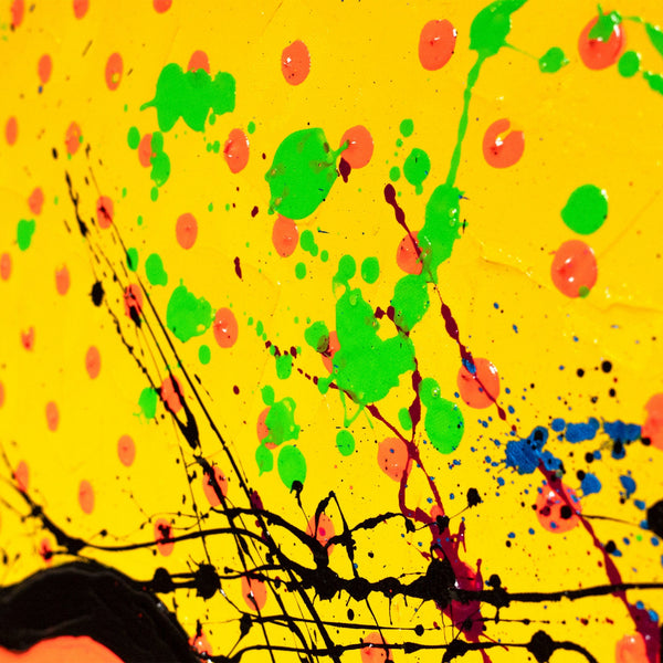 Handgemaltes Wandbilder Wohnzimmer – Abstrakte Kunst mit Pop-Art Mund „WOW“