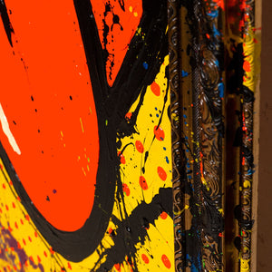 Handgemaltes Wandbilder Wohnzimmer – Abstrakte Kunst mit Pop-Art Mund „WOW“