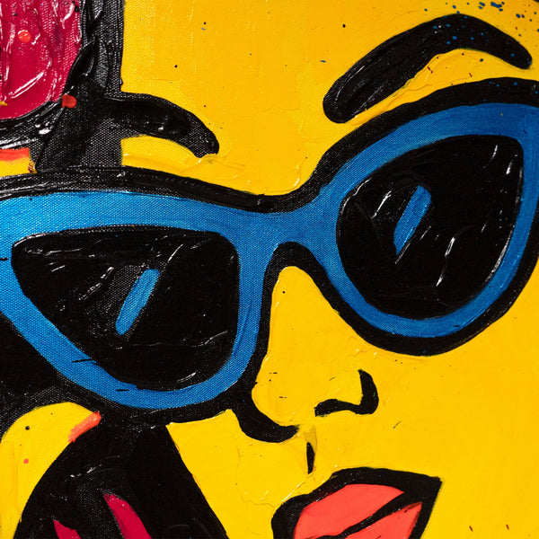 Abstraktes Gemälde Pop-Art – Bunte Bilder für Wohnzimmer Deko „Miss WOW“