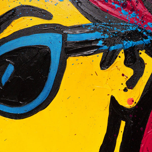 Abstraktes Gemälde Pop-Art – Bunte Bilder für Wohnzimmer Deko „Miss WOW“