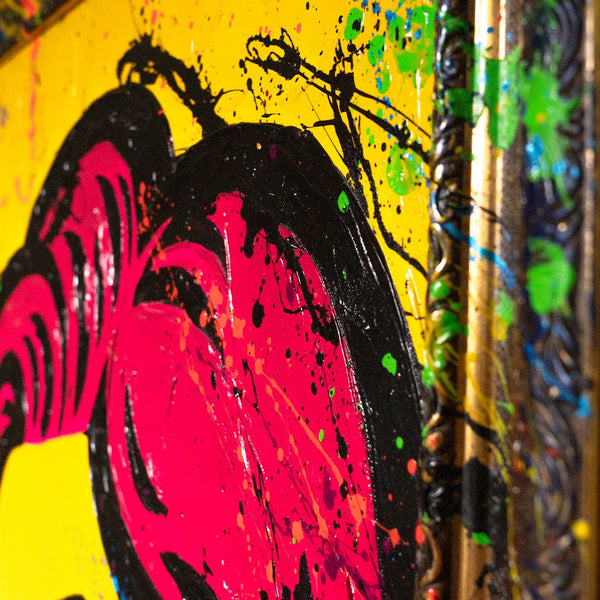 Abstraktes Gemälde Pop-Art – Bunte Bilder für Wohnzimmer Deko „Miss WOW“