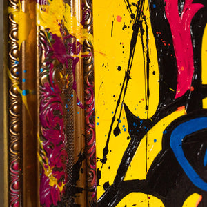 Abstraktes Gemälde Pop-Art – Bunte Bilder für Wohnzimmer Deko „Miss WOW“