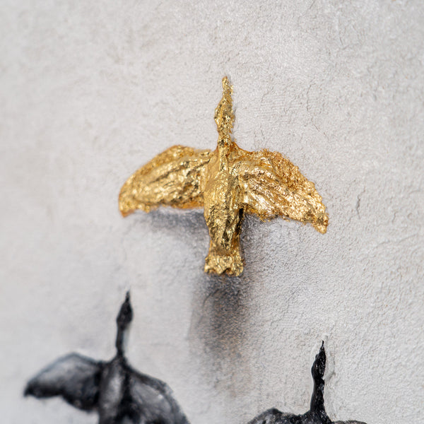 Together We Soar – handgemaltes Motivationsbild fürs Büro mit 3D-Relief, 140 × 70 cm