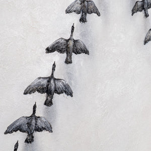 Together We Soar – handgemaltes Motivationsbild fürs Büro mit 3D-Relief, 140 × 70 cm