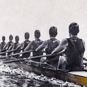 Teamwork Wins – handgemaltes Wandbild fürs Büro mit 3D-Relief, 140 × 70 cm
