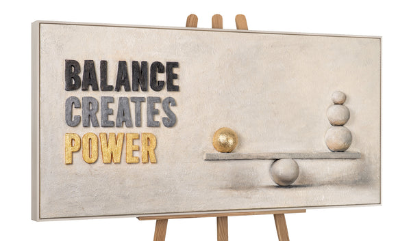 Balance Creates Power – handgemaltes Strukturbild fürs Büro mit 3D-Relief, 140 × 70 cm