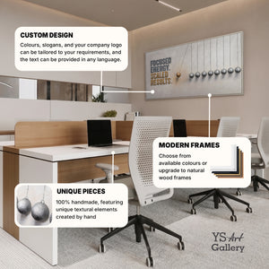 Focused Energy – handgemaltes Motivationsbild fürs Büro mit 3D-Relief, 140 × 70 cm