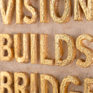Vision Builds Bridges – handgemaltes 3D Wandbild fürs Büro mit echtem Relief, 140 × 70 cm