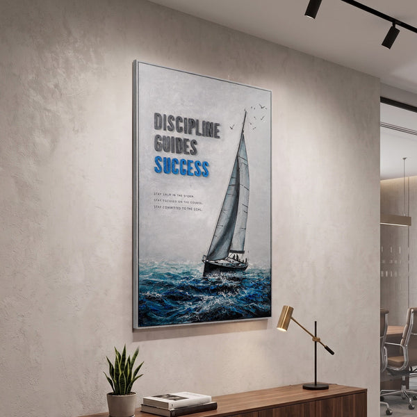 Discipline Guides – handgemaltes Motivationsbild fürs Büro mit 3D-Relief, 80 × 120 cm