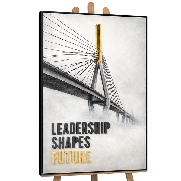 Leadership Shapes Future – handgemaltes Wandbild fürs Büro mit 3D-Relief, 80 × 120 cm