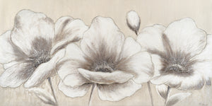 Acryl-Leinwandbild mit floraler Struktur und edlen Naturtönen „Blumen II“