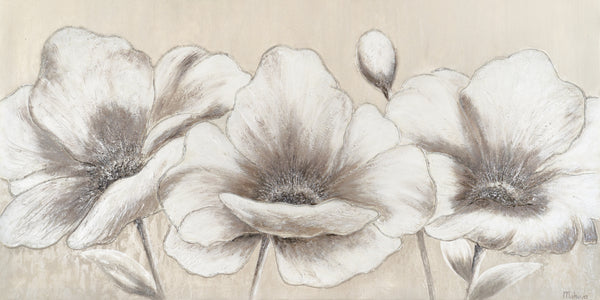 Acryl-Leinwandbild mit floraler Struktur und edlen Naturtönen „Blumen II“