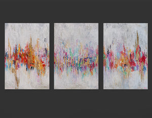 „Abstraktion II“ – farbenfrohes abstraktes Triptychon auf Leinwand