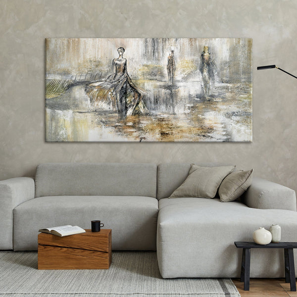 Handgemalte acrylbilder auf leinwand mit Rahmen „Modenschau“