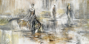 Acryl-Leinwandbild „Modenschau“ – stilvolle Frauenfigur in zurückhaltender Farbpalette