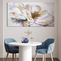 acrylbild blumen Wohnzimmer mit großem Blumenbild