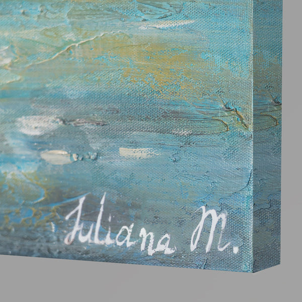 Handgemalte bilder auf leinwand landschaft "Sommerliche Abkühlung" 120x80cm