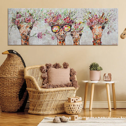 Acrylic canvas pictures "Giraffes" with frame art