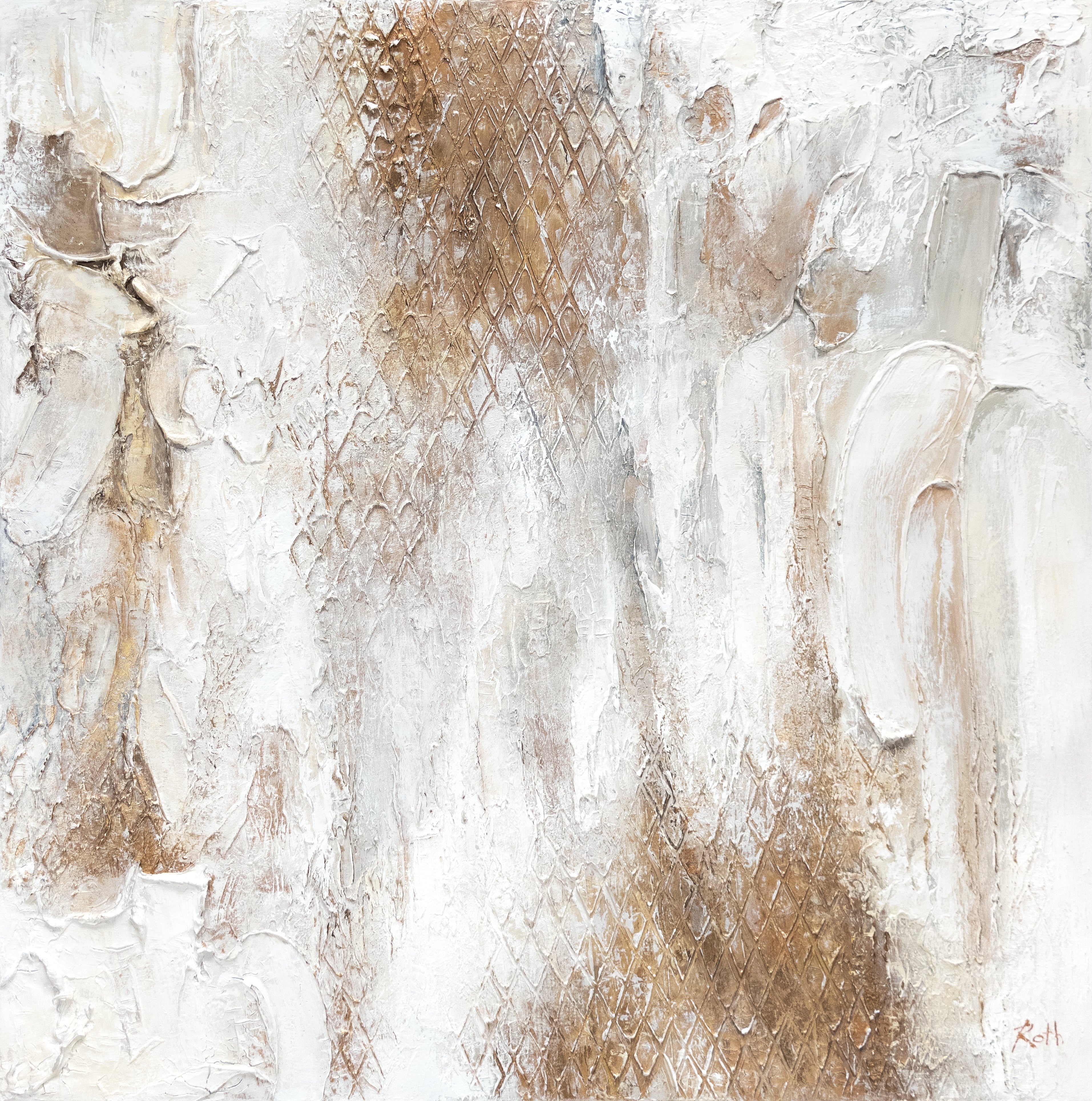 YS-Art XXL Abstraktes Acryl Gemälde – Handgemalt, Pastellfarben, Auf Keilrahmen 100x100 Cm