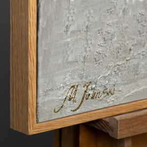 Detail eines Leinwandbildes mit Holzrahmen