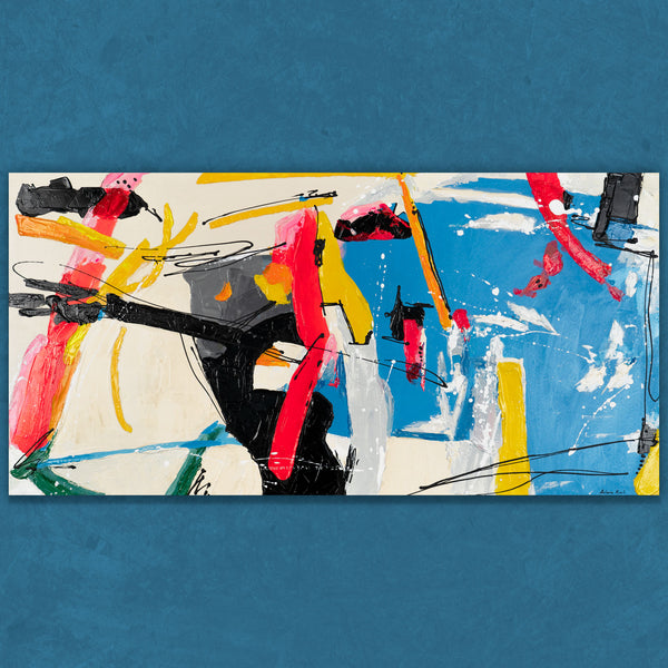 Abstract acrylic artwork on rolled canvas, unframed
