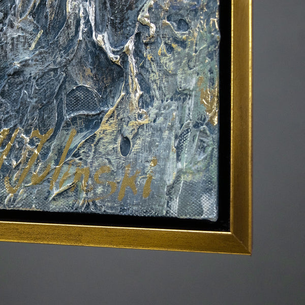 Abstrakte Acrylmalerei Gold Blau Kunst im modernen Interieur