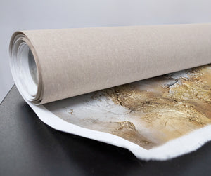 Abstraktes Acrylbild Gold Beige Struktur Textur Oberfläche