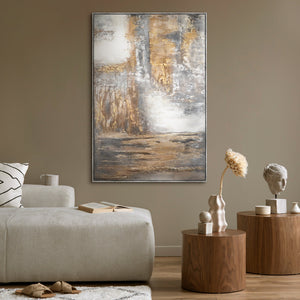 Abstraktes Leinwandbild Gold Grau moderne Wandkunst Raum