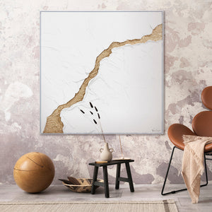 Abstraktes Leinwandbild Gold Weiss moderne Wandkunst Design