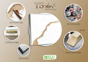 Abstraktes Leinwandbild Gold Weiss Kunst im Wohnzimmer