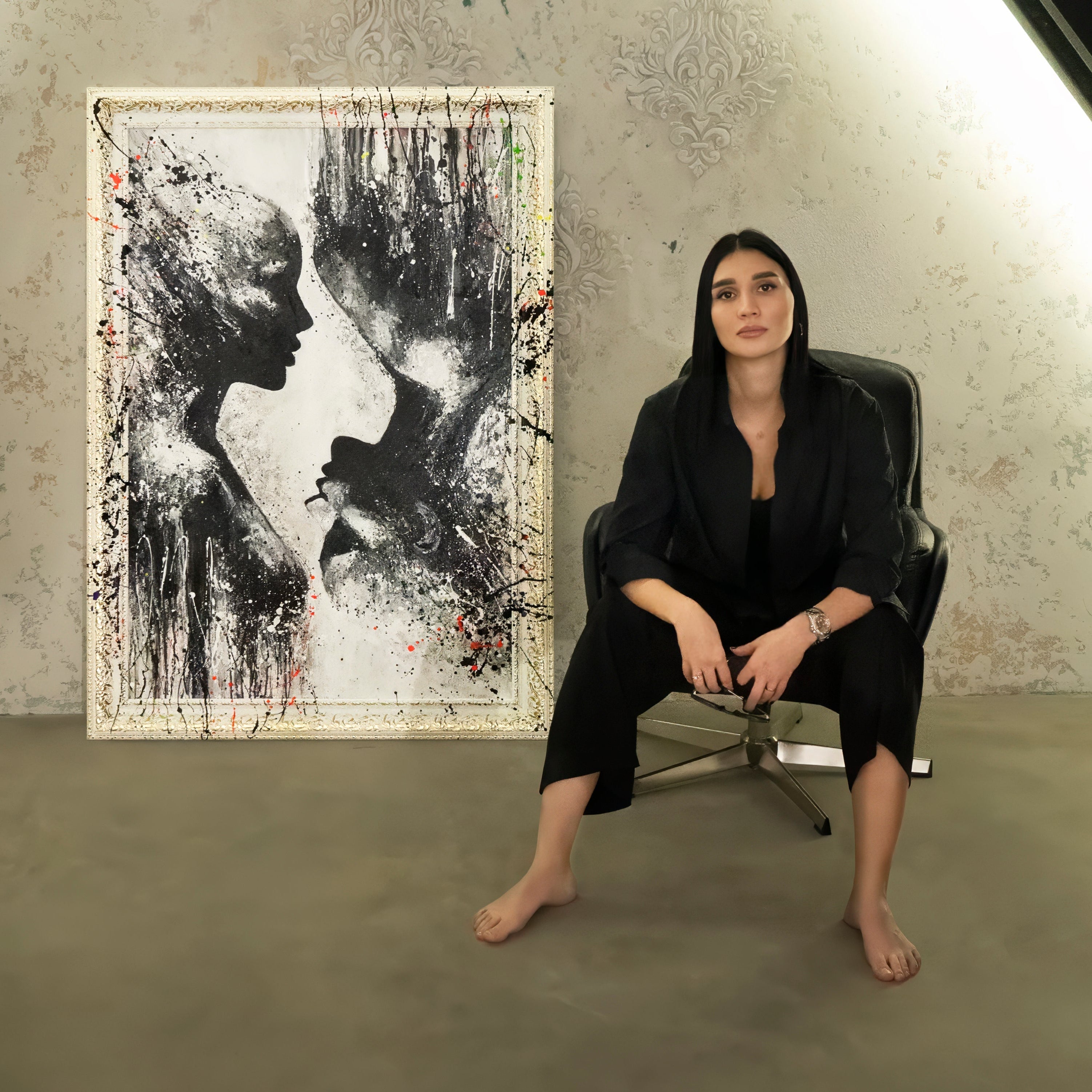 YS-Art Abstraktes Acryl Gemälde Von Marina Julinski – Handgemaltes Wandbild Fürs Wohnzimmer (90x90 Cm)